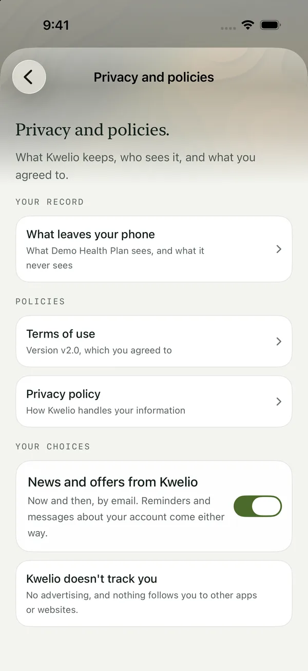 Privacy and policies in POP by Kwelio