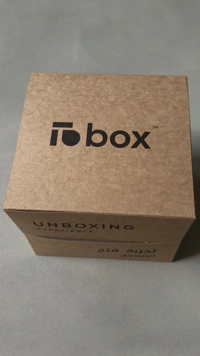 The LioBox box, printed Unboxing Experience in English and Arabic